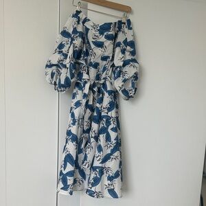 Elegant Blue Floral Dress